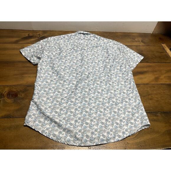 International Report Tropical Collection Blue Short Sleeve Button Up Shirt M - Picture 8 of 9